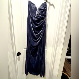 Dusty Blue Velvet Formal Gown